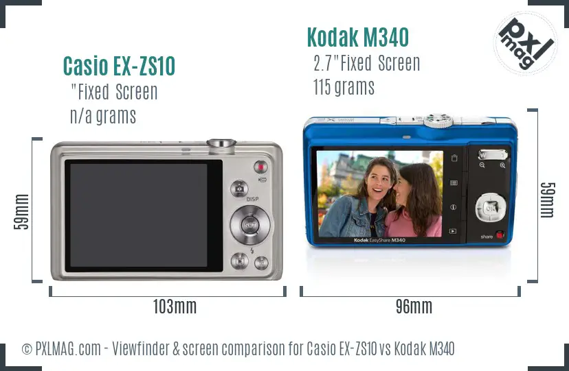 Casio EX-ZS10 vs Kodak M340 Screen and Viewfinder comparison Casio EX-ZS10 vs Kodak M340 Screen and Viewfinder comparison