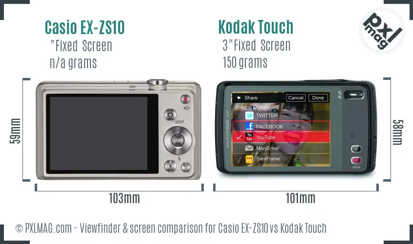 Casio EX-ZS10 vs Kodak Touch Screen and Viewfinder comparison