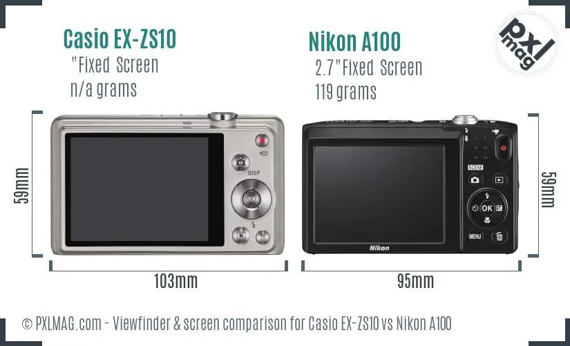 Casio EX-ZS10 vs Nikon A100 Screen and Viewfinder comparison Casio EX-ZS10 vs Nikon A100 Screen and Viewfinder comparison