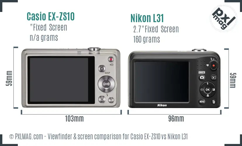 Casio EX-ZS10 vs Nikon L31 Screen and Viewfinder comparison Casio EX-ZS10 vs Nikon L31 Screen and Viewfinder comparison