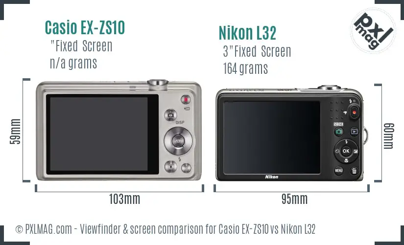 Casio EX-ZS10 vs Nikon L32 Screen and Viewfinder comparison