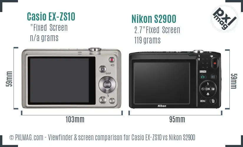 Casio EX-ZS10 vs Nikon S2900 Screen and Viewfinder comparison
