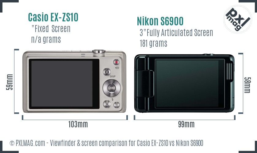 Casio EX-ZS10 vs Nikon S6900 Screen and Viewfinder comparison