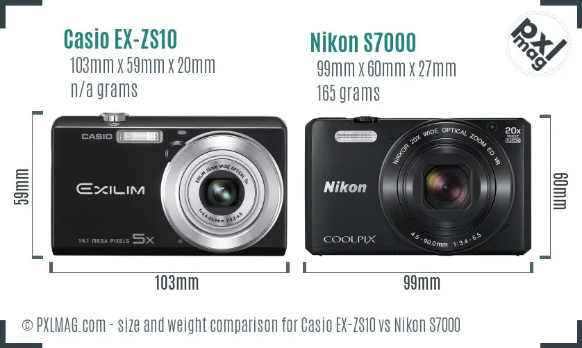 Casio EX-ZS10 vs Nikon S7000 size comparison Casio EX-ZS10 vs Nikon S7000 size comparison