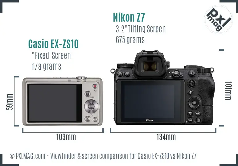 Casio EX-ZS10 vs Nikon Z7 Screen and Viewfinder comparison Casio EX-ZS10 vs Nikon Z7 Screen and Viewfinder comparison