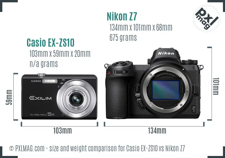 Casio EX-ZS10 vs Nikon Z7 size comparison Casio EX-ZS10 vs Nikon Z7 size comparison