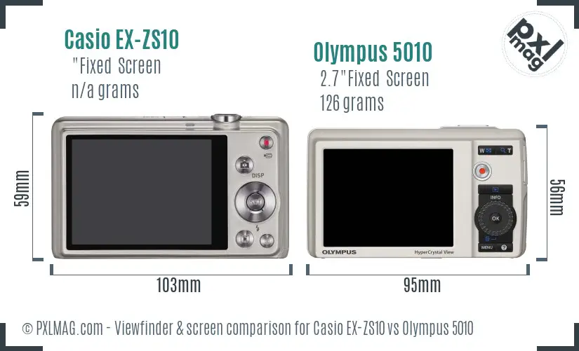 Casio EX-ZS10 vs Olympus 5010 Screen and Viewfinder comparison