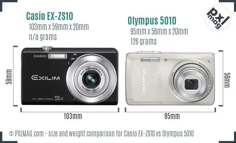 Casio EX-ZS10 vs Olympus 5010 size comparison