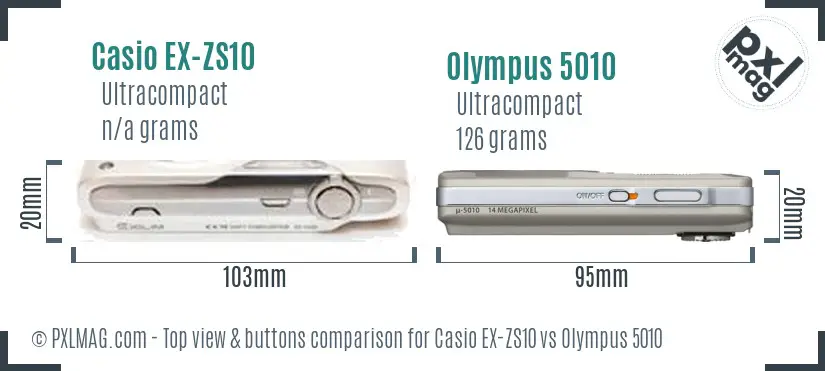 Casio EX-ZS10 vs Olympus 5010 top view buttons comparison