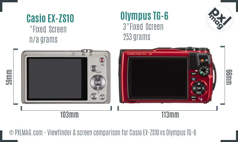Casio EX-ZS10 vs Olympus TG-6 Screen and Viewfinder comparison