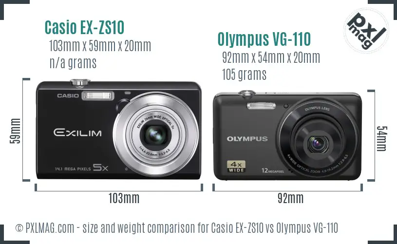 Casio EX-ZS10 vs Olympus VG-110 size comparison