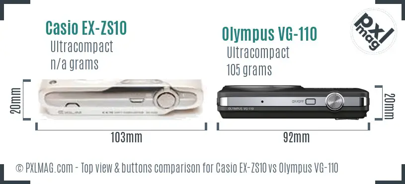 Casio EX-ZS10 vs Olympus VG-110 top view buttons comparison