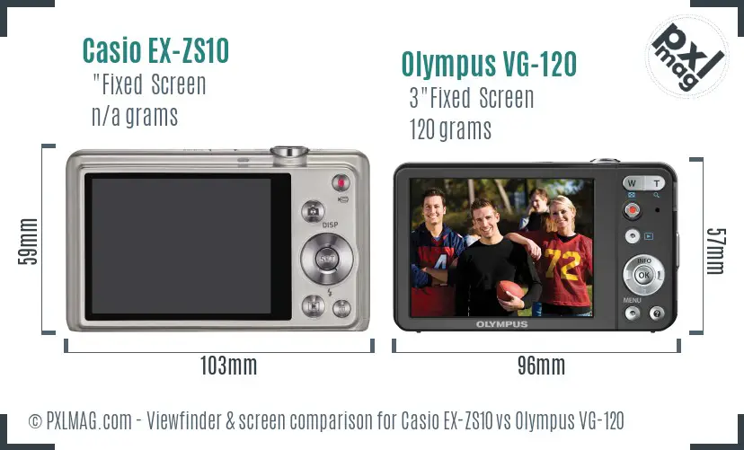Casio EX-ZS10 vs Olympus VG-120 Screen and Viewfinder comparison