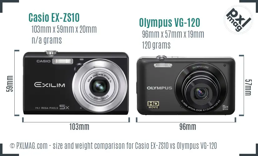 Casio EX-ZS10 vs Olympus VG-120 size comparison