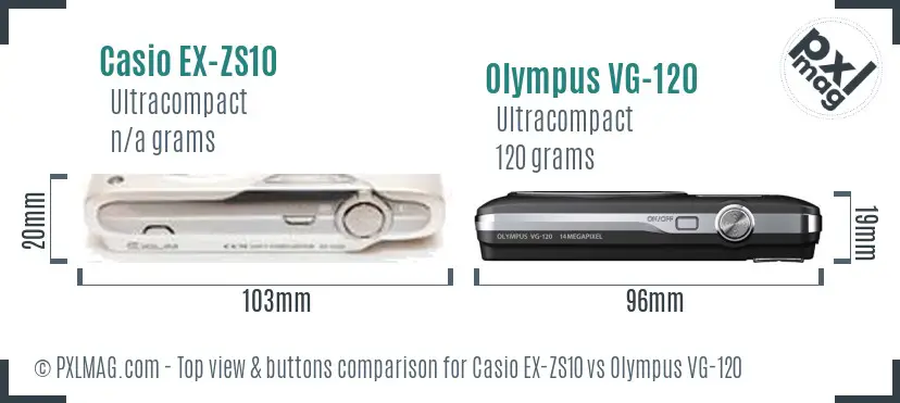 Casio EX-ZS10 vs Olympus VG-120 top view buttons comparison