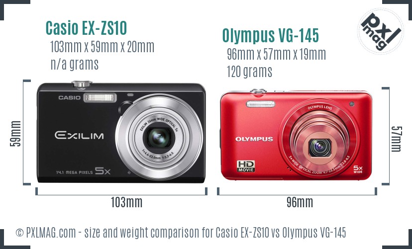 Casio EX-ZS10 vs Olympus VG-145 size comparison