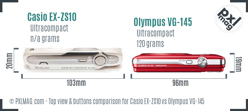 Casio EX-ZS10 vs Olympus VG-145 top view buttons comparison