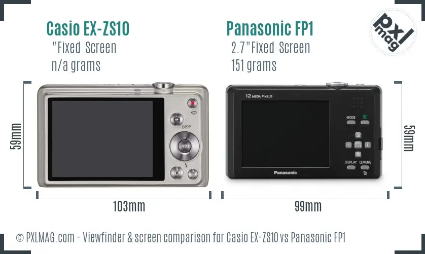 Casio EX-ZS10 vs Panasonic FP1 Screen and Viewfinder comparison