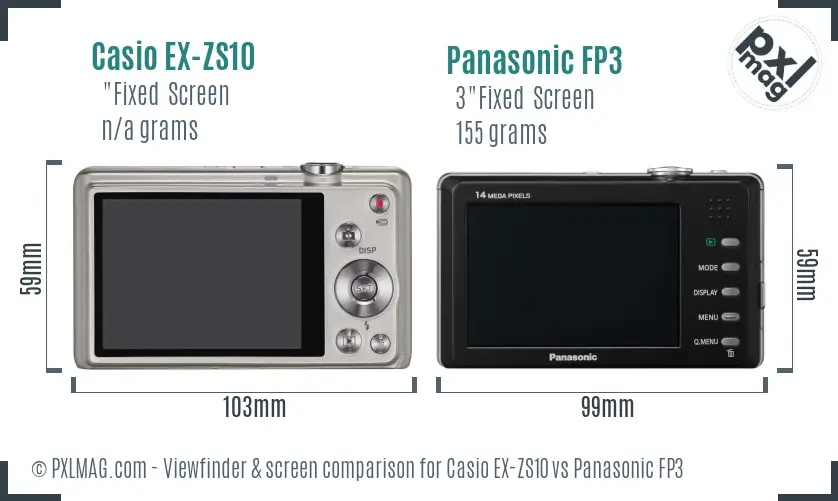 Casio EX-ZS10 vs Panasonic FP3 Screen and Viewfinder comparison Casio EX-ZS10 vs Panasonic FP3 Screen and Viewfinder comparison