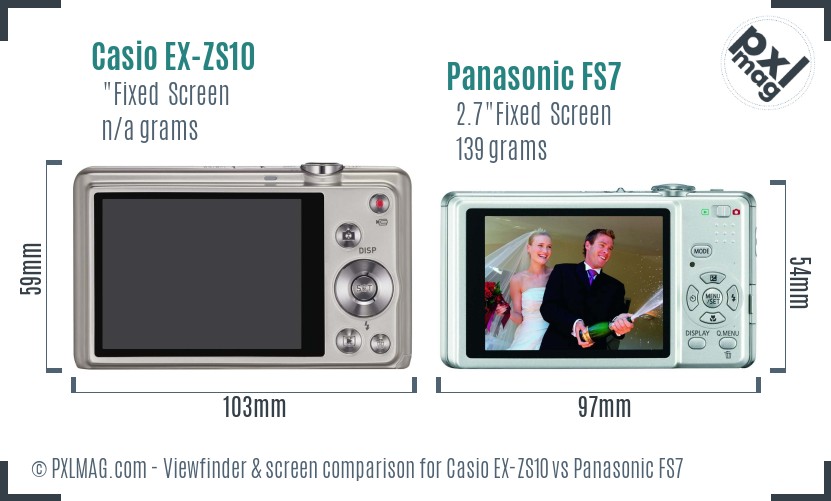 Casio EX-ZS10 vs Panasonic FS7 Screen and Viewfinder comparison