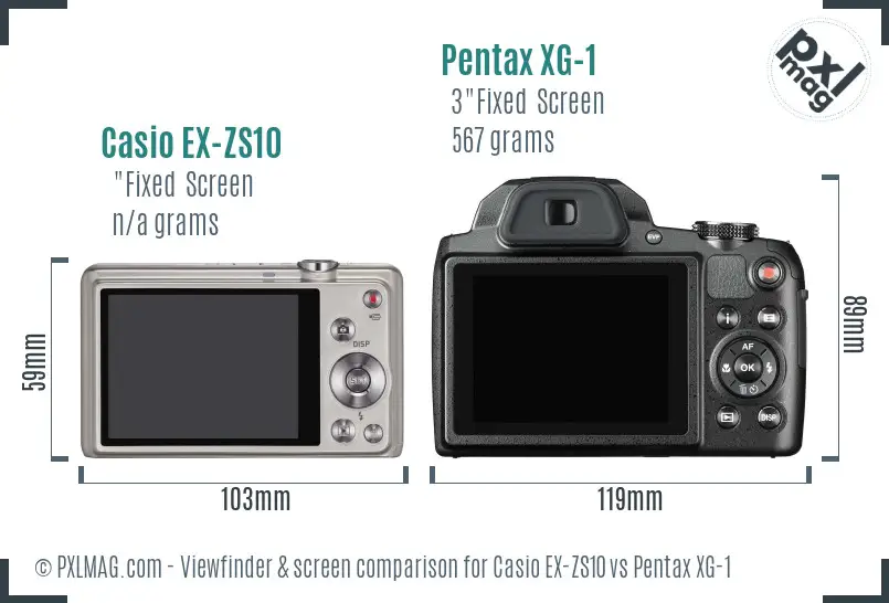 Casio EX-ZS10 vs Pentax XG-1 Screen and Viewfinder comparison