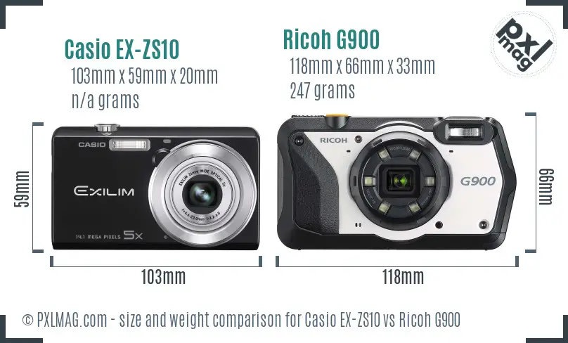 Casio EX-ZS10 vs Ricoh G900 size comparison Casio EX-ZS10 vs Ricoh G900 size comparison