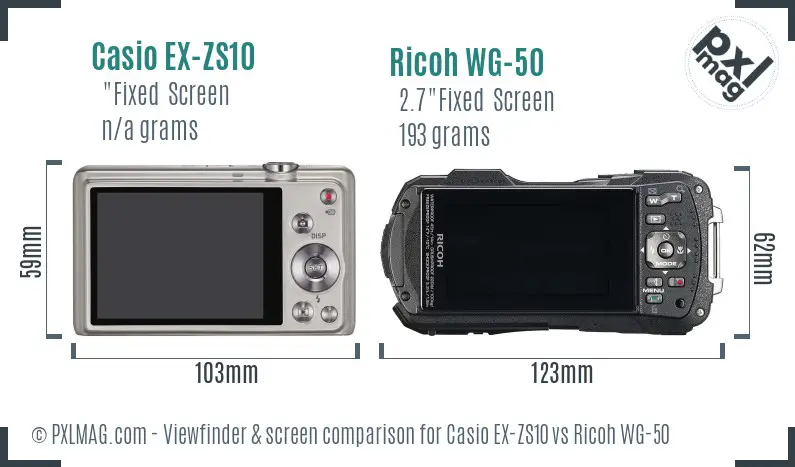 Casio EX-ZS10 vs Ricoh WG-50 Screen and Viewfinder comparison