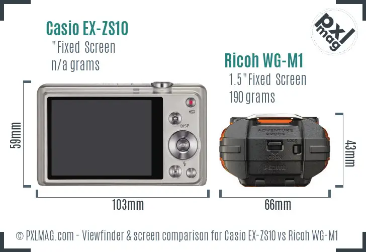Casio EX-ZS10 vs Ricoh WG-M1 Screen and Viewfinder comparison
