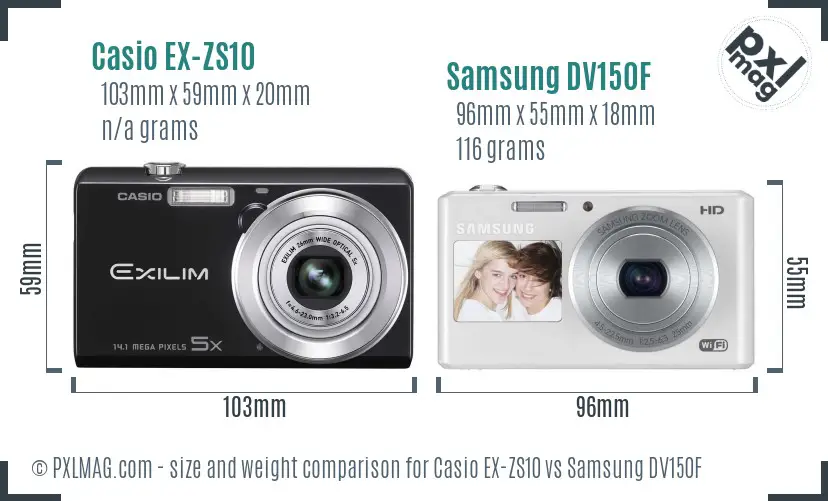 Casio EX-ZS10 vs Samsung DV150F size comparison Casio EX-ZS10 vs Samsung DV150F size comparison