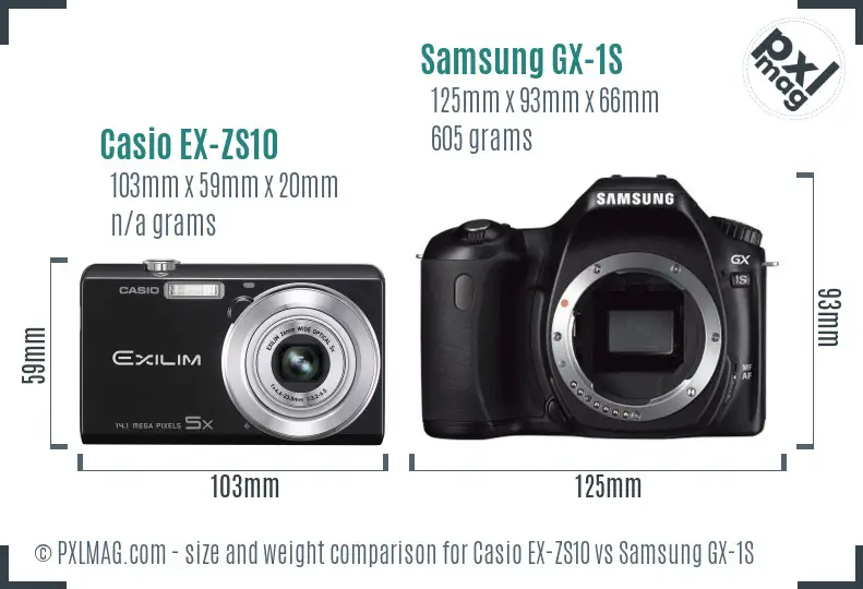 Casio EX-ZS10 vs Samsung GX-1S size comparison