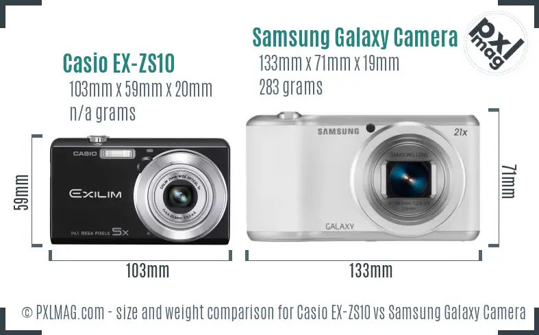 Casio EX-ZS10 vs Samsung Galaxy Camera 2 size comparison