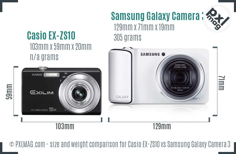 Casio EX-ZS10 vs Samsung Galaxy Camera 3G size comparison