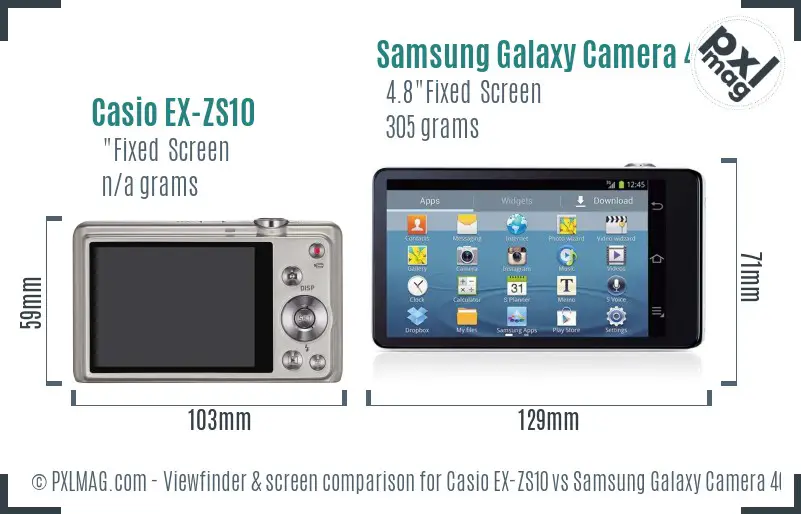Casio EX-ZS10 vs Samsung Galaxy Camera 4G Screen and Viewfinder comparison