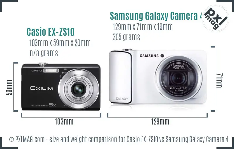 Casio EX-ZS10 vs Samsung Galaxy Camera 4G size comparison