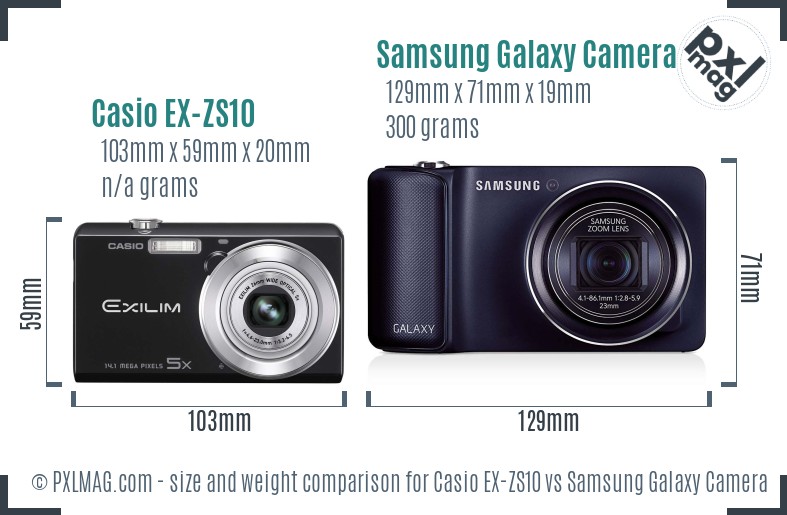 Casio EX-ZS10 vs Samsung Galaxy Camera size comparison Casio EX-ZS10 vs Samsung Galaxy Camera size comparison