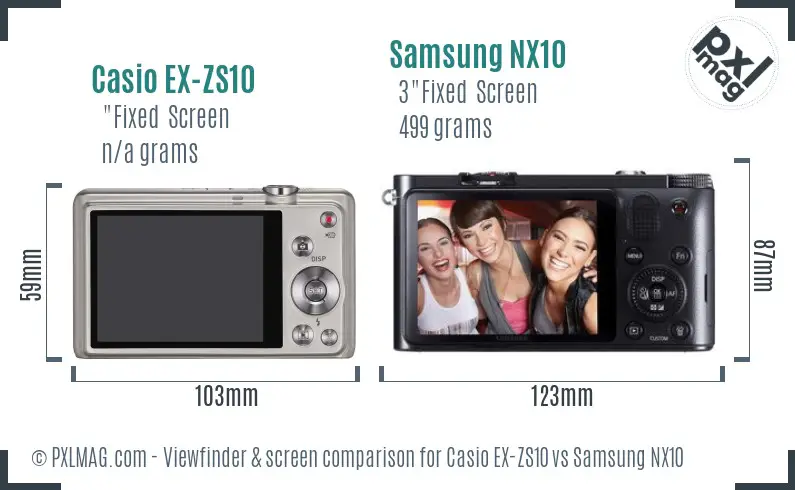 Casio EX-ZS10 vs Samsung NX10 Screen and Viewfinder comparison Casio EX-ZS10 vs Samsung NX10 Screen and Viewfinder comparison