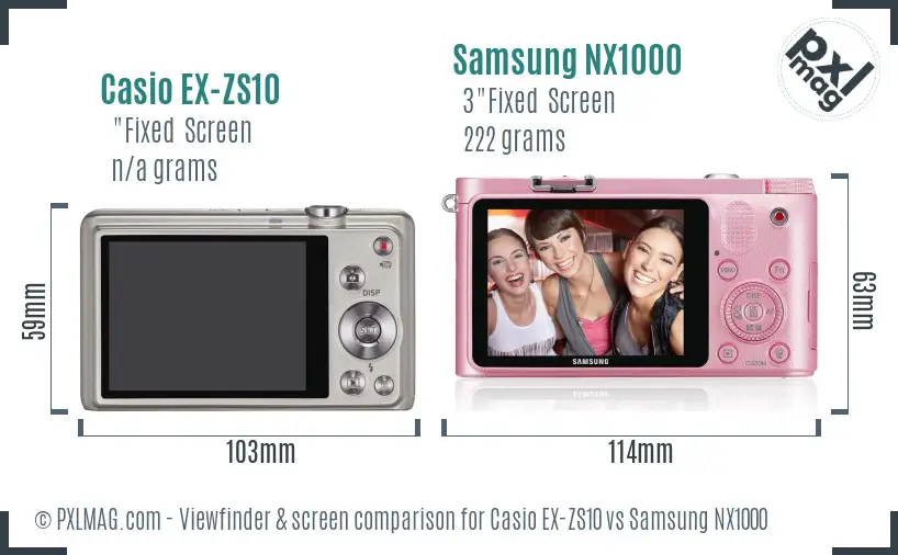 Casio EX-ZS10 vs Samsung NX1000 Screen and Viewfinder comparison