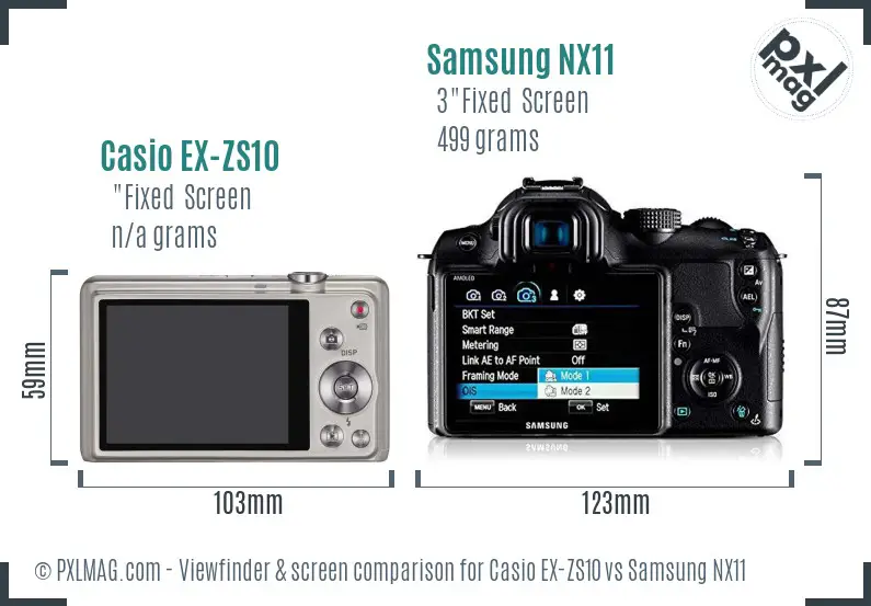 Casio EX-ZS10 vs Samsung NX11 Screen and Viewfinder comparison Casio EX-ZS10 vs Samsung NX11 Screen and Viewfinder comparison
