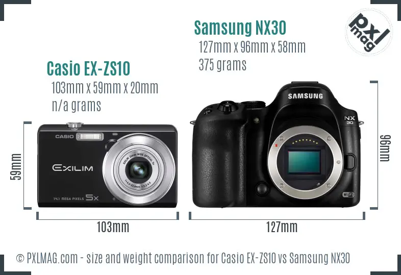 Casio EX-ZS10 vs Samsung NX30 size comparison Casio EX-ZS10 vs Samsung NX30 size comparison