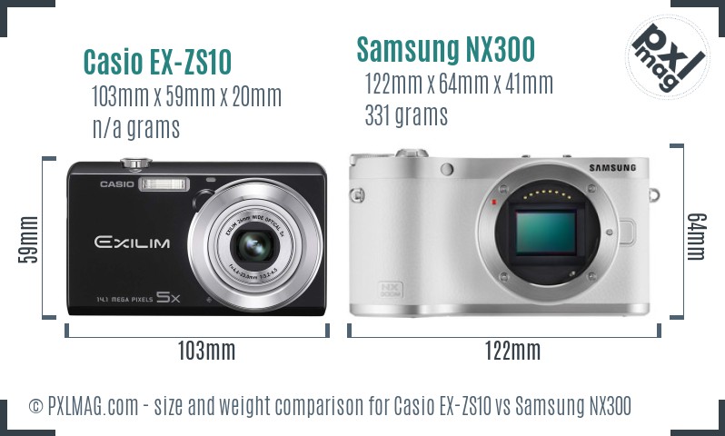 Casio EX-ZS10 vs Samsung NX300 size comparison Casio EX-ZS10 vs Samsung NX300 size comparison