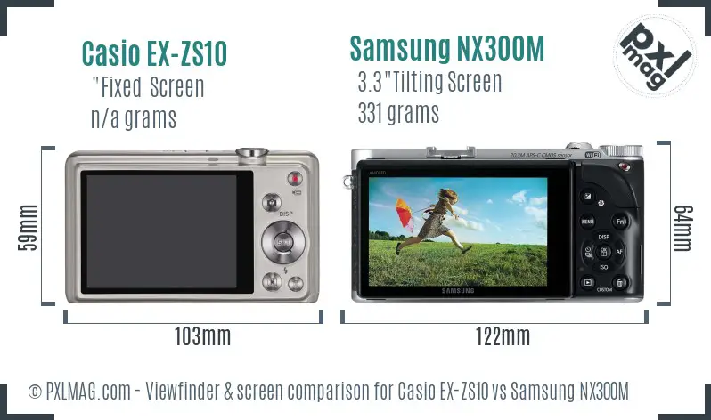 Casio EX-ZS10 vs Samsung NX300M Screen and Viewfinder comparison