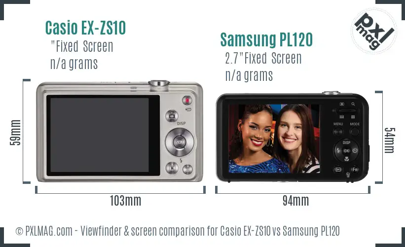 Casio EX-ZS10 vs Samsung PL120 Screen and Viewfinder comparison