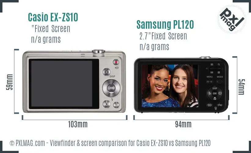 Casio EX-ZS10 vs Samsung PL120 Screen and Viewfinder comparison Casio EX-ZS10 vs Samsung PL120 Screen and Viewfinder comparison