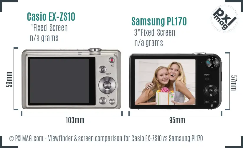 Casio EX-ZS10 vs Samsung PL170 Screen and Viewfinder comparison