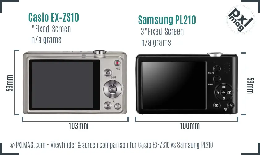 Casio EX-ZS10 vs Samsung PL210 Screen and Viewfinder comparison