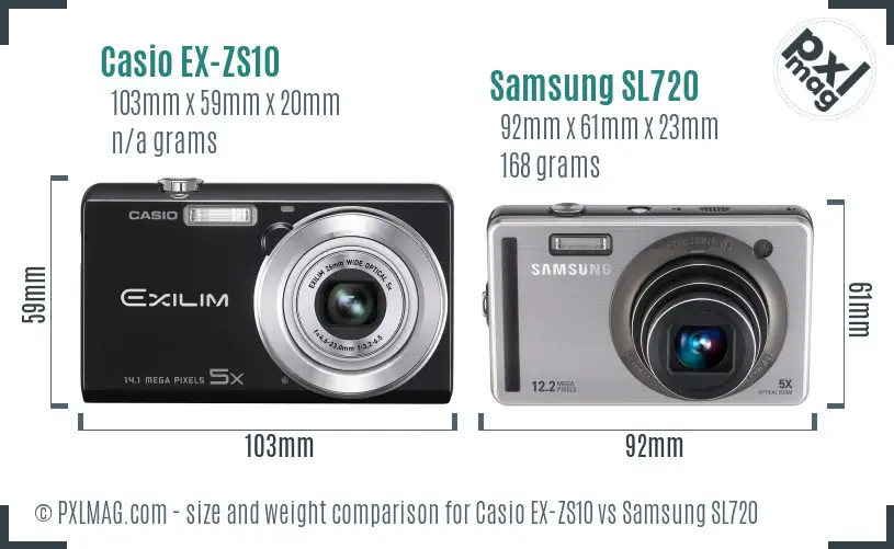 Casio EX-ZS10 vs Samsung SL720 size comparison Casio EX-ZS10 vs Samsung SL720 size comparison