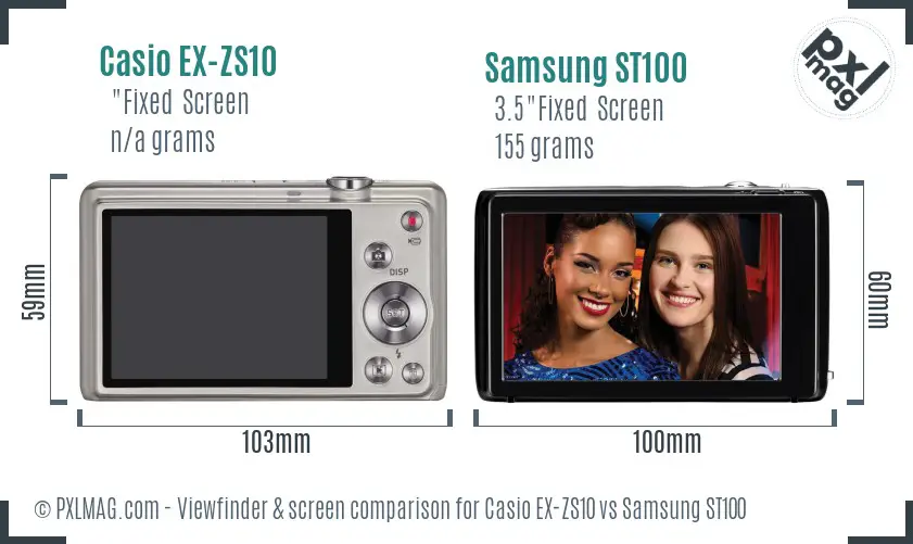 Casio EX-ZS10 vs Samsung ST100 Screen and Viewfinder comparison