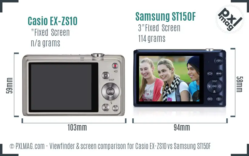 Casio EX-ZS10 vs Samsung ST150F Screen and Viewfinder comparison