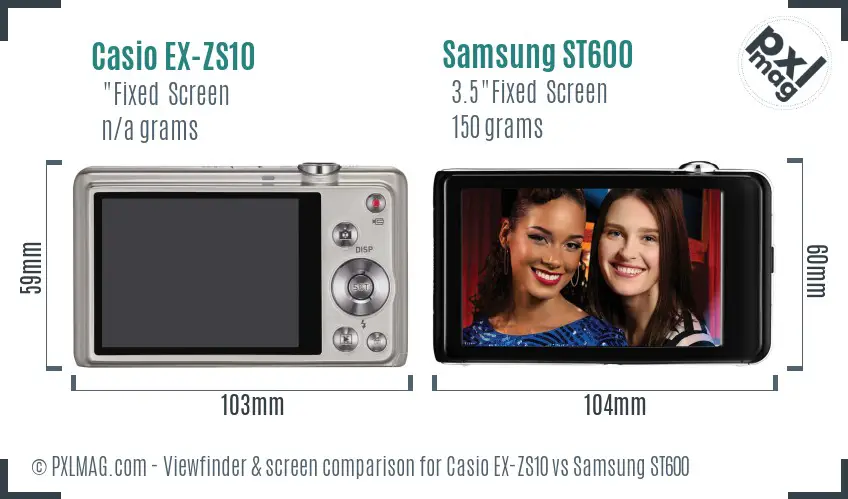 Casio EX-ZS10 vs Samsung ST600 Screen and Viewfinder comparison Casio EX-ZS10 vs Samsung ST600 Screen and Viewfinder comparison