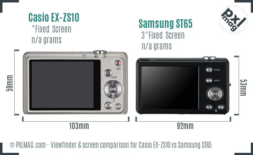 Casio EX-ZS10 vs Samsung ST65 Screen and Viewfinder comparison